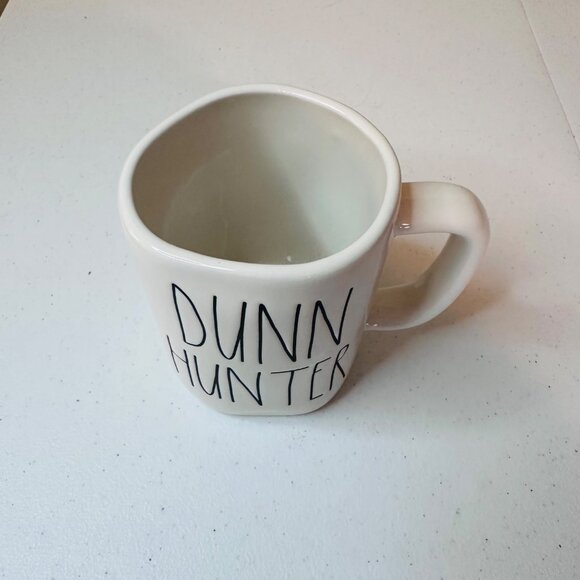 Rae Dunn "Dunn Hunter" Ceramic Coffee Mug White Black Text - Picture 3 of 7